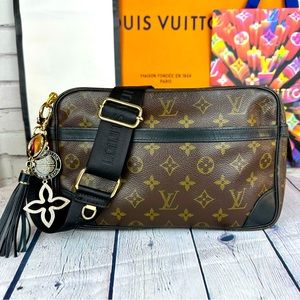 Louis Vuitton Trousse 28 cosmetic clutch crossbody bag with strap and charm